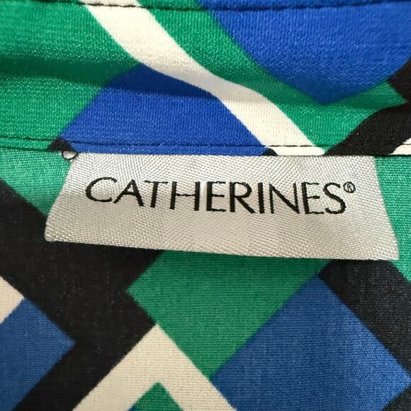 Catherines Women's Geometric Button Front 3/4 Sleeve Top Size 3X - Picture 8 of 14